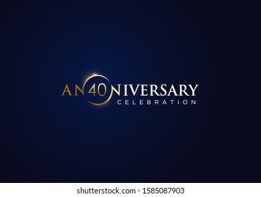 40 Anniversary celebration with gold simple text and luxury design on blue background. anniversary logo design. unique anniversary logo design