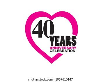 40 Anniversary celebration simple logo with heart design 