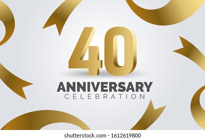 40 Anniversary celebration with three dimension number on the ribbon background.