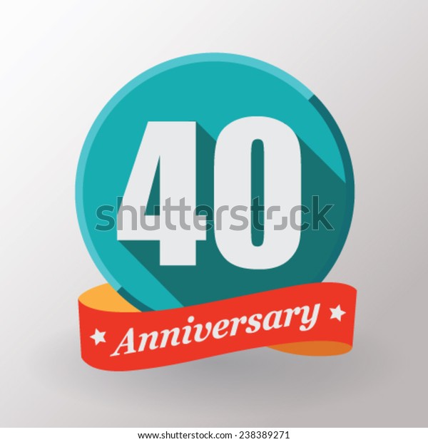 40 Anniversary Label Ribbon Flat Design Stock Vector (Royalty Free ...