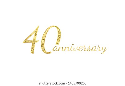 40 anniversary logo concept. 40th years birthday icon. Isolated golden numbers on black background. Vector illustration. EPS10.