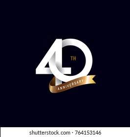 Logo de 40 años con cinta de oro. diseño de plantilla para web, juego, póster creativo, folleto, volante, revista, tarjeta de invitación