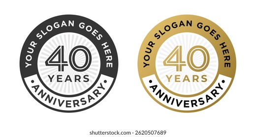 40 aniversário logotipo de luxo ouro emblema vetor design conjunto de ilustração isolado