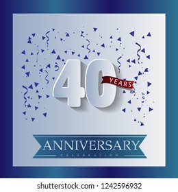 40 Anniversary template design white and blue color with a bright blue background