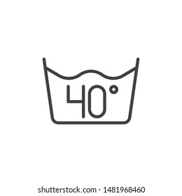 40 C or 105 F, water temperature washing line icon. filled flat sign for mobile concept and web design. Wash machine instruction glyph icon. Laundry symbol, logo illustration. Vector graphics