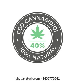 40 % CBD Cannabidiol icon. 100% Natural.