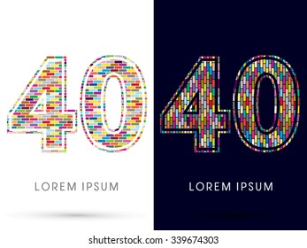 40, Colorful Brick, Construction font graphic design.