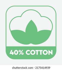 40% cotton vector art illustration sign symbol in blue circular shape business stamp isolated on white background