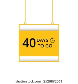 40 días para la cuenta regresiva Anuncio de diseño plano aislado. Plantilla de Vector.