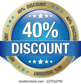 40 discount blue gold button isolated background