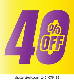 40% discount deal sign icon, 40 percent special offer discount vector, 40 percent sale price reduction offer design, Friday shopping sale discount percentage icon design
