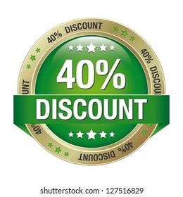 40 discount green gold button isolated background