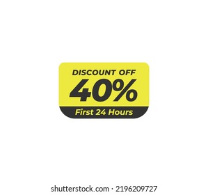 40% de descuento en la etiqueta de precio del producto etiqueta de producto ilustración vectorial. Aislado sobre fondo blanco en color amarillo