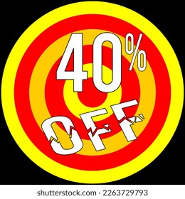 40% discount off, target in red and yellow on a black background.
