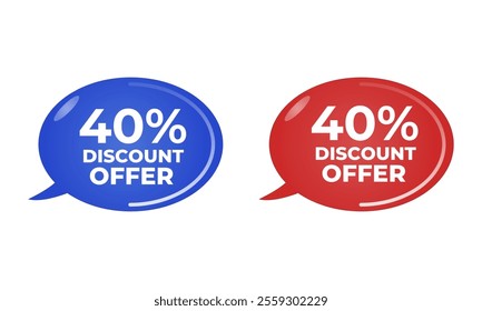 40% discount offer multicolored on white background
Frame, promotion icon, sales. discounts 3d
