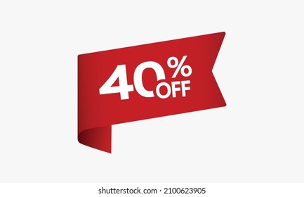 40% Discount offer price label, Red price tag for online stores
