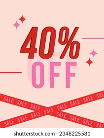 40% discount on the product list. discount wallpaper for trade. 40% off sale.