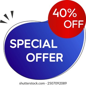 40% discount. sale banner, big sale special offer. 40 percent discount. end of season banner special offer. red and blue