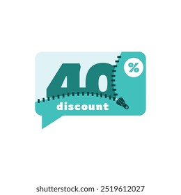 40% Discount Sale Tag Label Vector Template Design Illustration