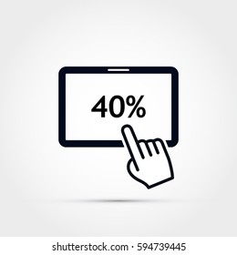 40% discount shown on a tablet screen -vector illustration