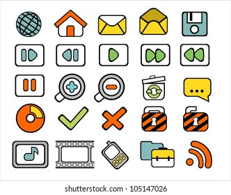 40 doodle web icons on white background