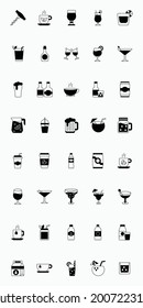 40 Drinks and Cocktails Icons Set - Drinks and Beverage Icons and Vector Set in Black and White