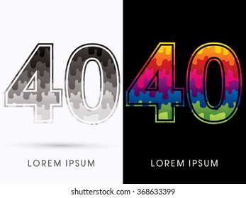 40 Font , Colors and black melt graphic vector