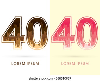40 Font Number, Chocolate and strawberry melt graphic vector
