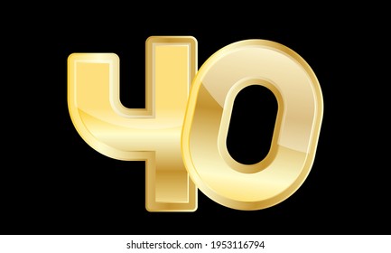  40 Gold Elegant Modern 3D-Nummer