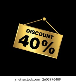 40 % Gold Hanging Sign Discount Store Template