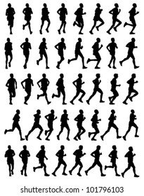 40 High Quality Male Marathon Runners Silhouettes