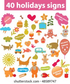 40 holidays signs. vector