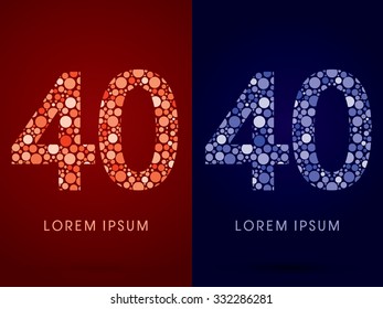 40 ,hot and cool font, designed using red and blue dot graphic vector.