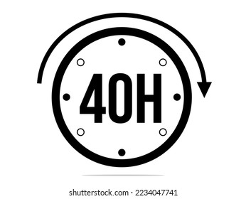 40-Stunden-Timer-Uhr. Timer 40 Stunden Symbol. Zeitmessung. Chronometer-Symbol einzeln auf weißem Hintergrund