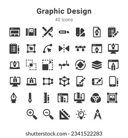 40 icons collection on graphic design and related topics