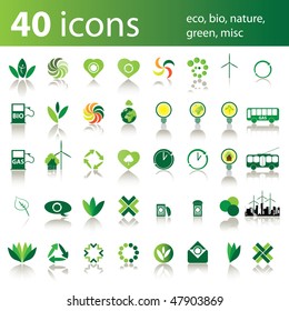 40 icons: eco, bio, nature, green, misc