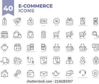 40 icons for e-commerce, online store, applications.