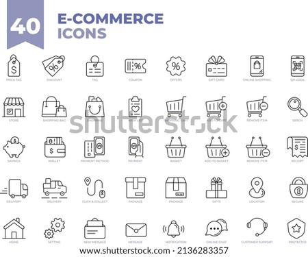 40 icons for e-commerce, online store, applications.
