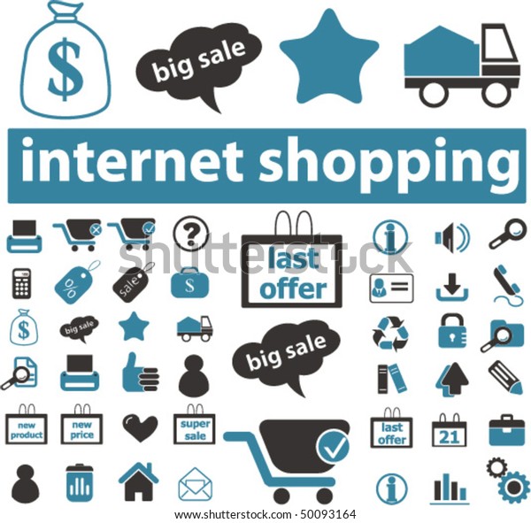 40 internet shopping\
signs. vector