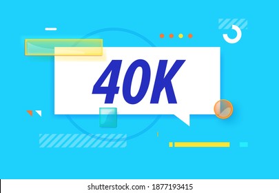 40 K in design banner. vector template for web, print, presentation . Simple banner with minimal phrase. Trendy flat geometric print. Creative vector stock decoration.