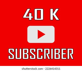 40.000 suscriptores blancos en banner rojo ilustración vectorial