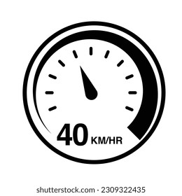 40 km per hour speedometer icon vector illustration eps