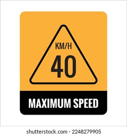 40 kmh Isolated Road Maximum Speed limit sign icon on white background vector illustration.