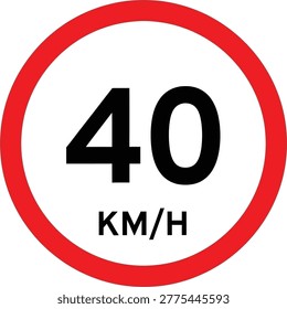 40 kmh speed limit sign Vector