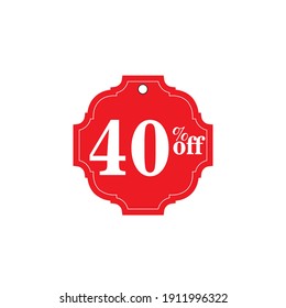 40 % label Discount template design vector illustration.Sale of special offers