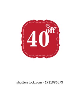 Etiqueta 40 % Discount plantilla diseño ilustración vectorial.Venta de ofertas especiales