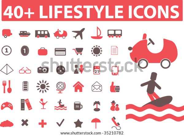 40+ lifestyle icons.
vector