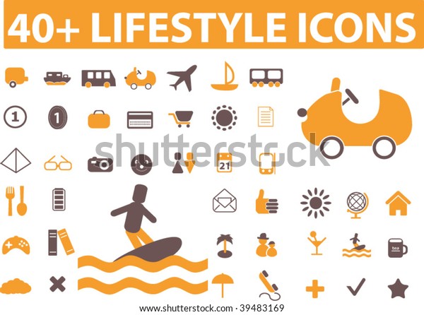 40+ lifestyle icons.\
vector