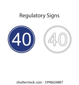 40 limit speed sign. Vector illustration and hand drawing on white background.