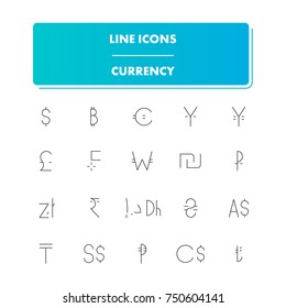 40. Line icons set. Currency pack. Vector illustration.